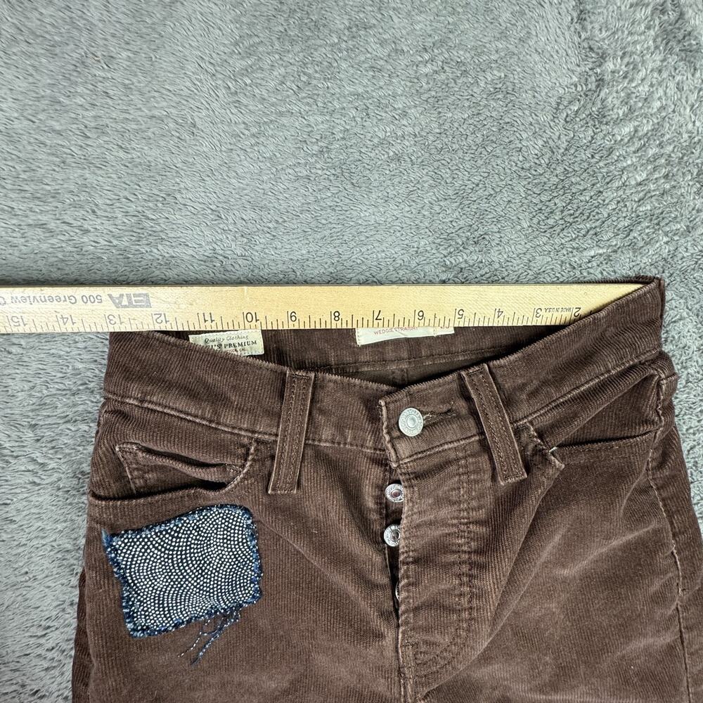 Levi’s PREMIUM WEDGIE STRAIGHT BIG E Hot Fudge Corduroy Pants Jeans Patchwork 25 - Picture 8 of 12